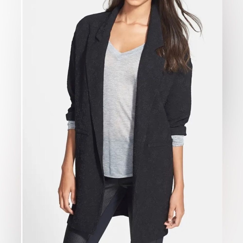ASTR Blazer Women's Medium Jacket Long Open Cardigan‎ Flower Embroidered Black - Picture 9 of 9